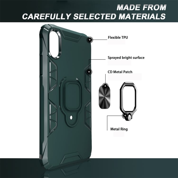 Shockproof TPU-cover med ringholder iPhone X, Sort
