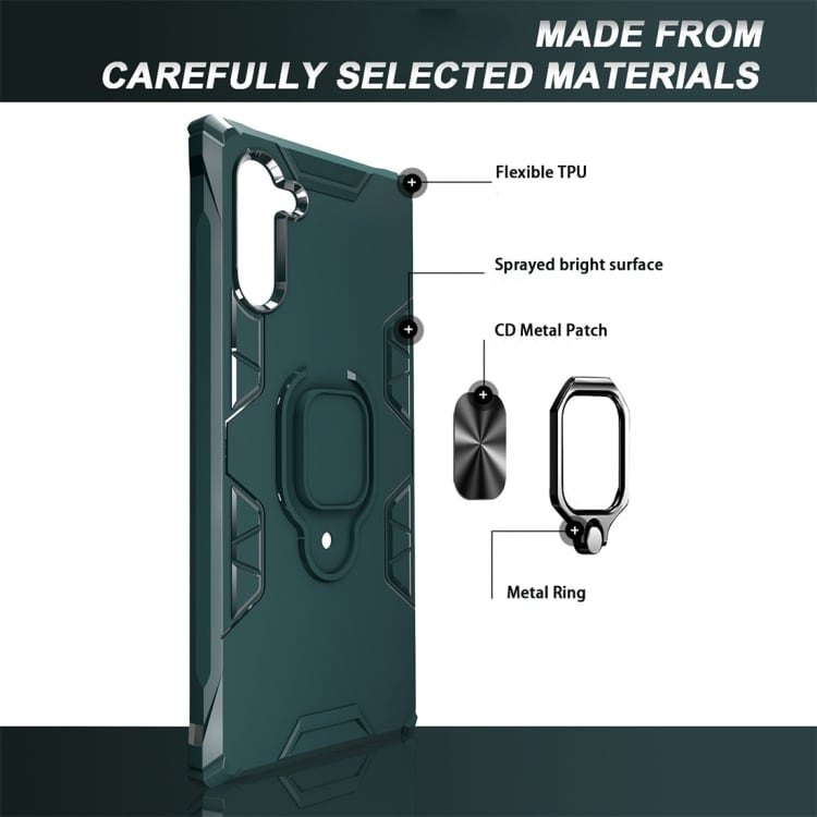 Shockproof TPU-cover med ringholder Samsung Galaxy Note 10, Sort
