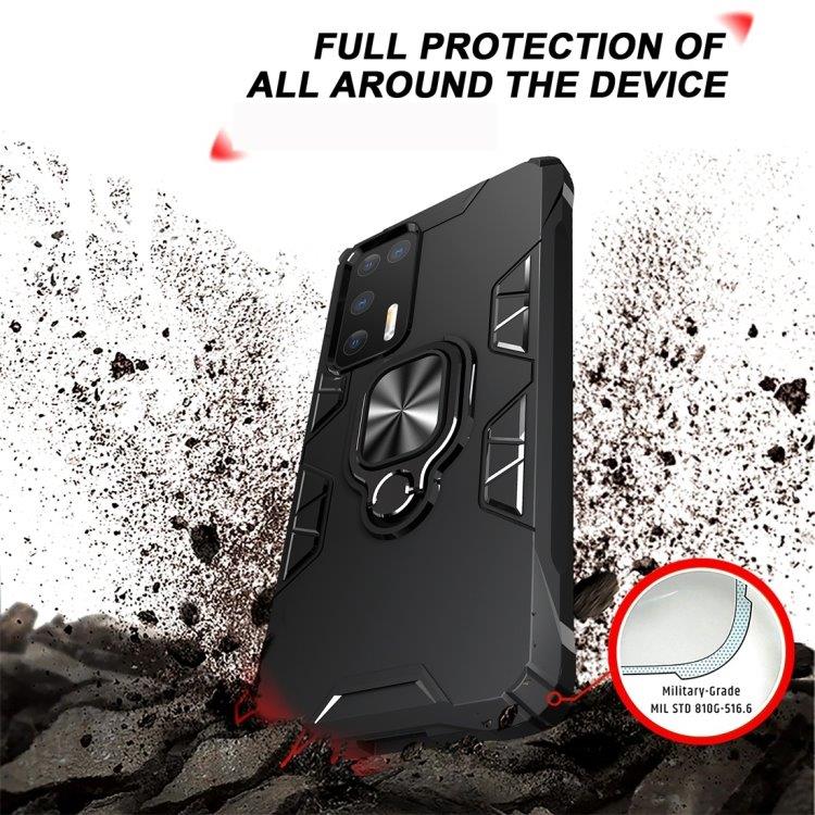Shockproof TPU-cover med ringholder Huawei P40, Sort