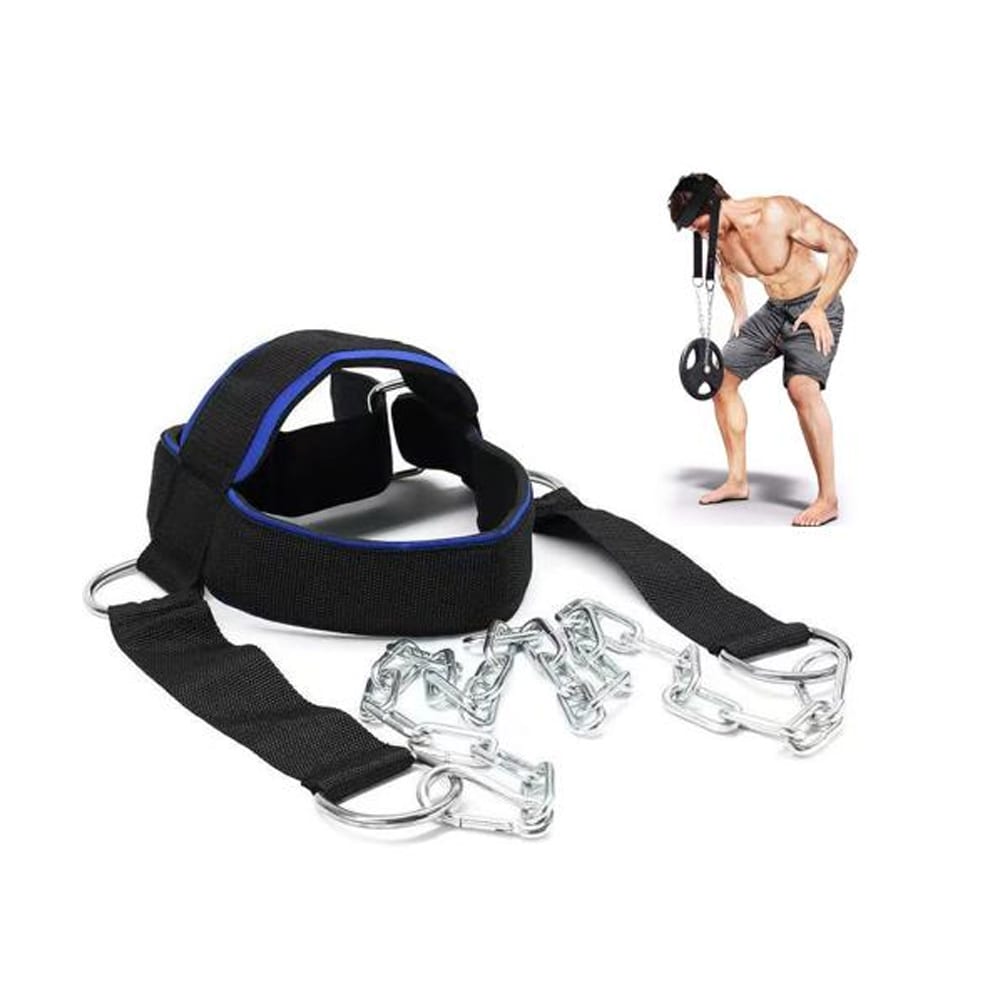 Gym Head Harness - justerbar nakketræner med stålkæde og polstring