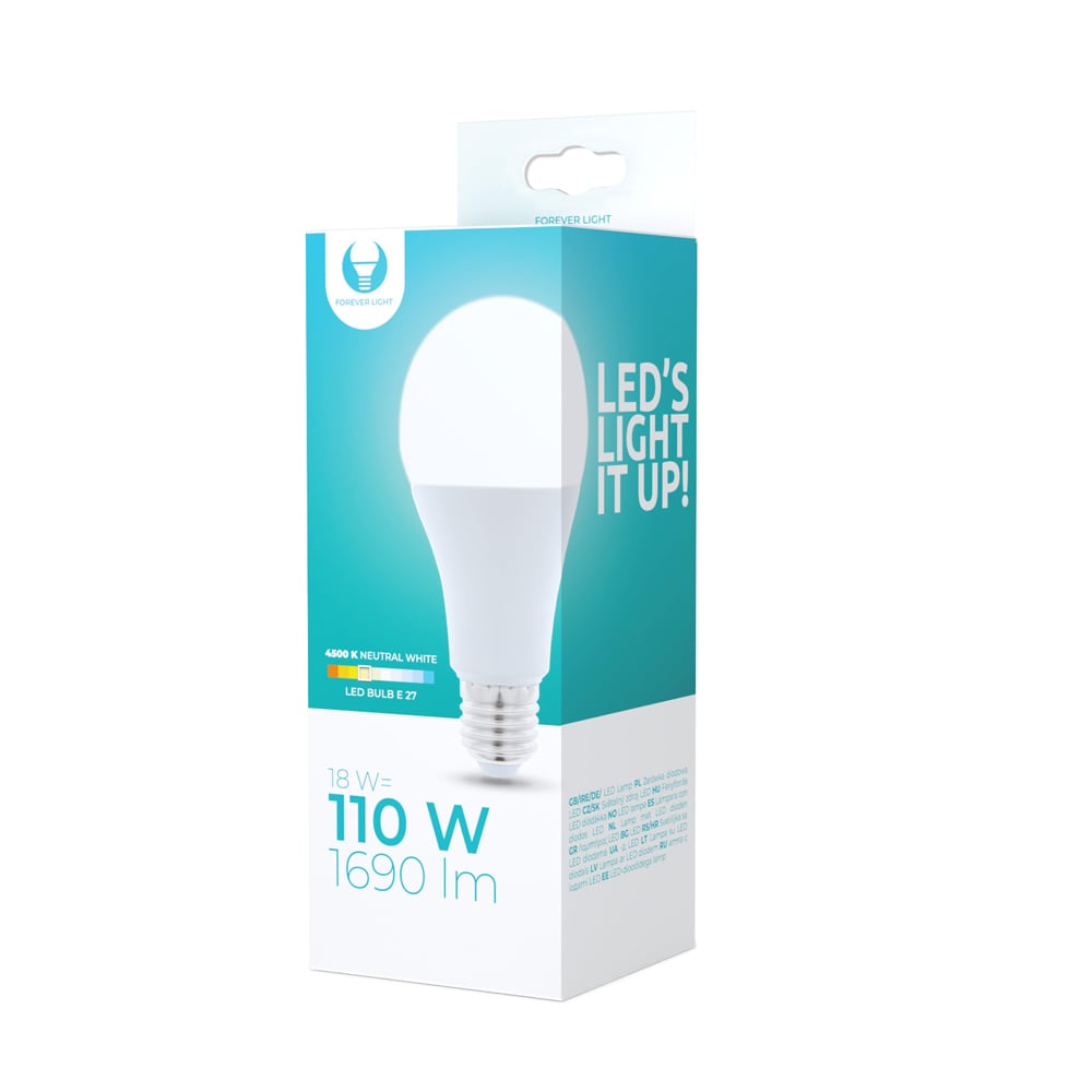 LED-pære E27 A65 18W 230V 4500K 1690 lm