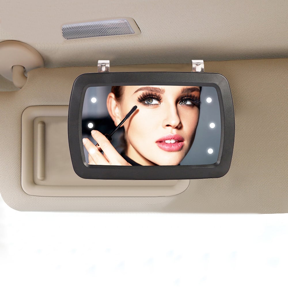 Makeupspejl med LED-belysning for bilen