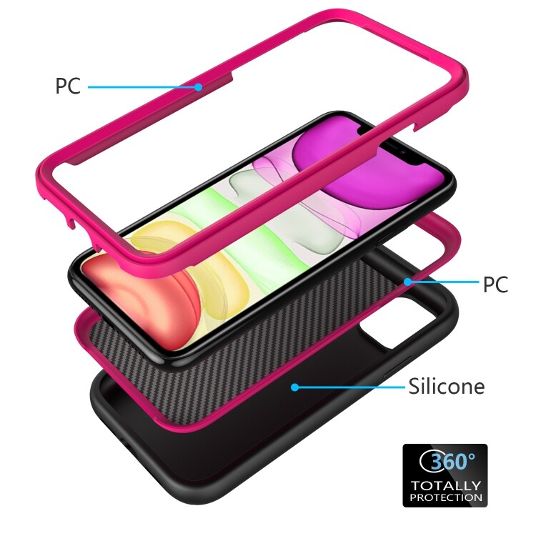 Bølgemønstret silikonebeskyttelse til iPhone Pro 11 Sort & Rosa