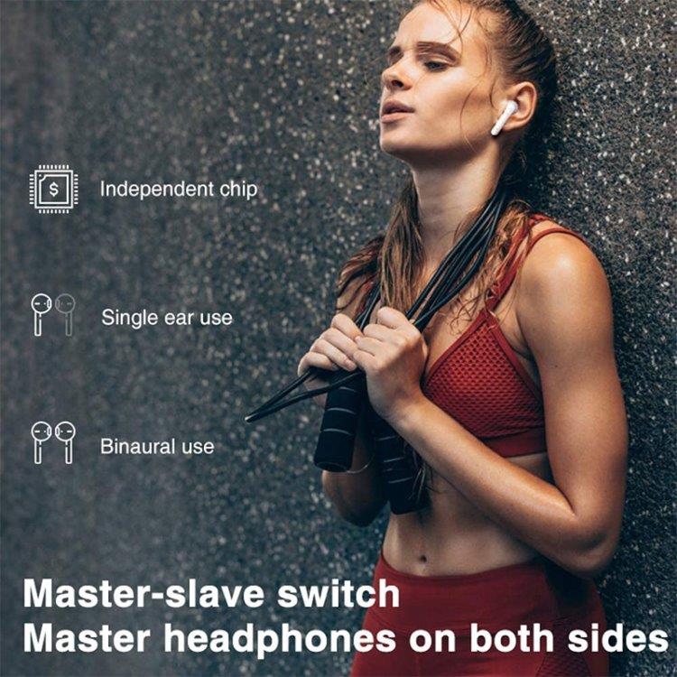 Trådløse Bluetooth høretelefoner med ladebox som har touchdisplay Sort