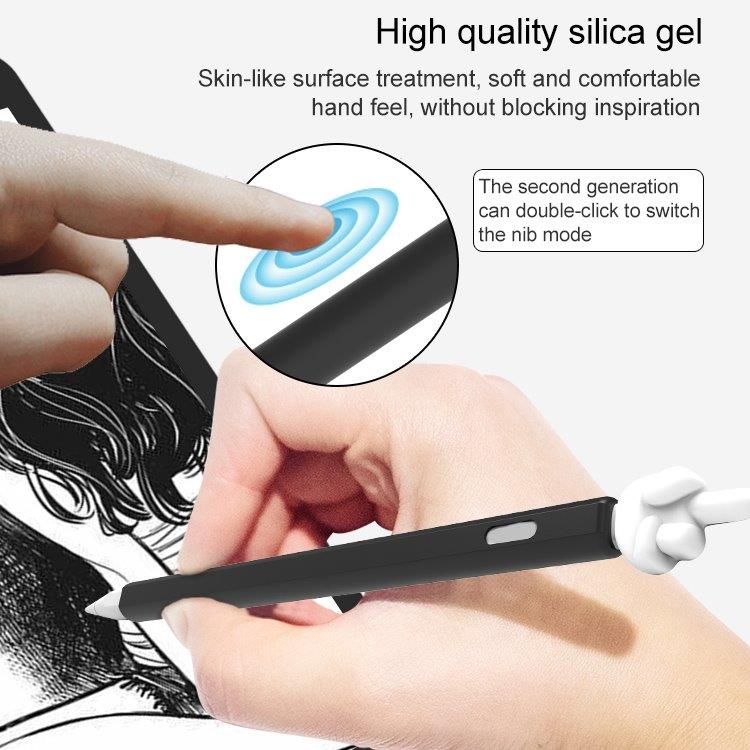 Silikonebeskyttelse med langfingeren til Apple Pencil 1  Sort