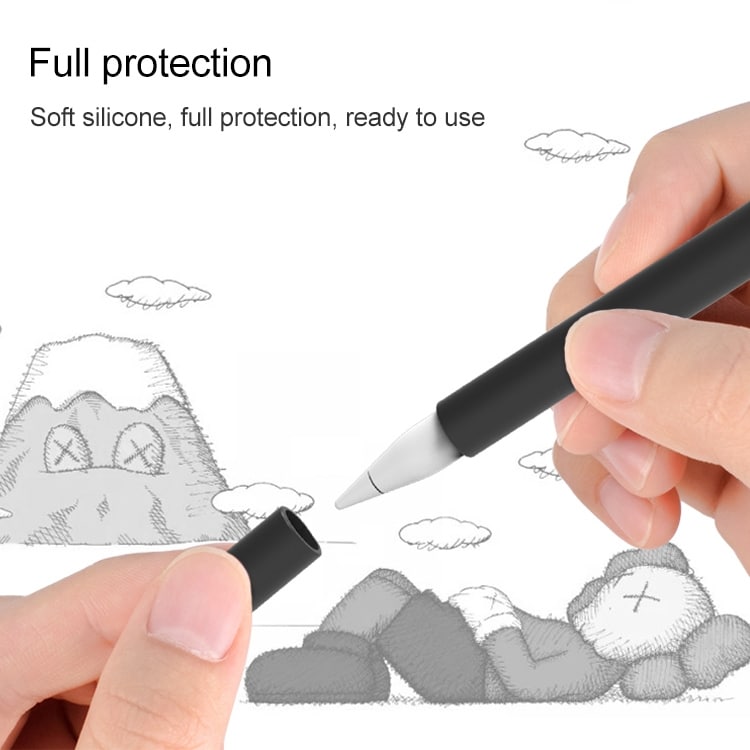 Silikonebeskyttelse med langfinger til Apple Pencil 2  Sort
