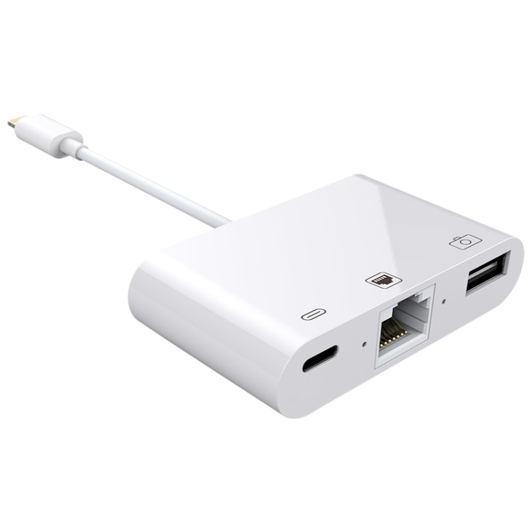iPhone/iPad switch fra lightning til Ethernet + USB + Lightning