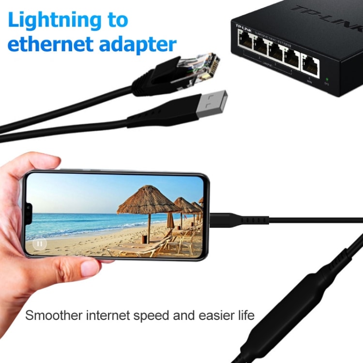 Lightning til Ethernet og USB-adapter for iPhone & iPad