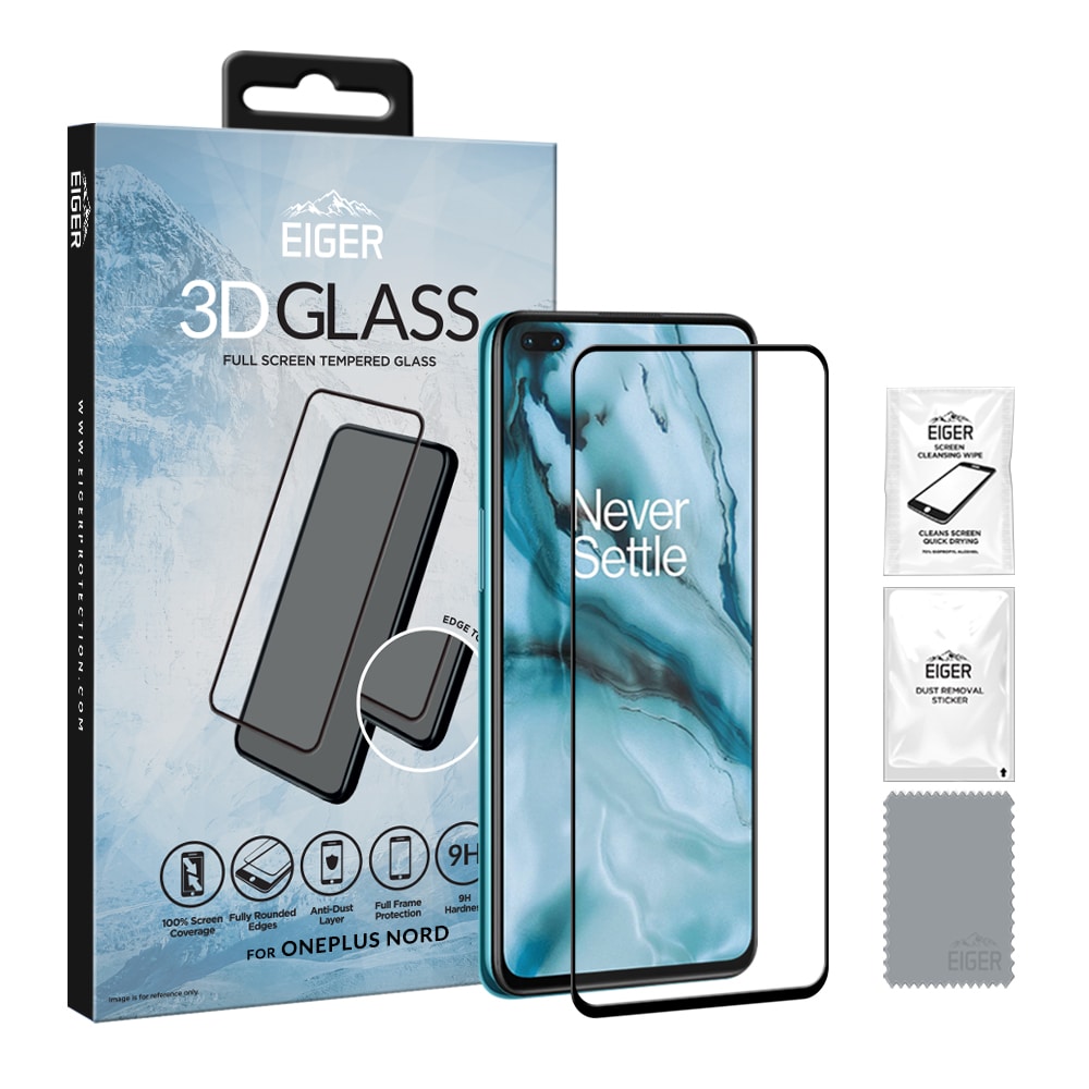 Eiger 3D Glas Skärmskydd OnePlus Nord Klar/Svart