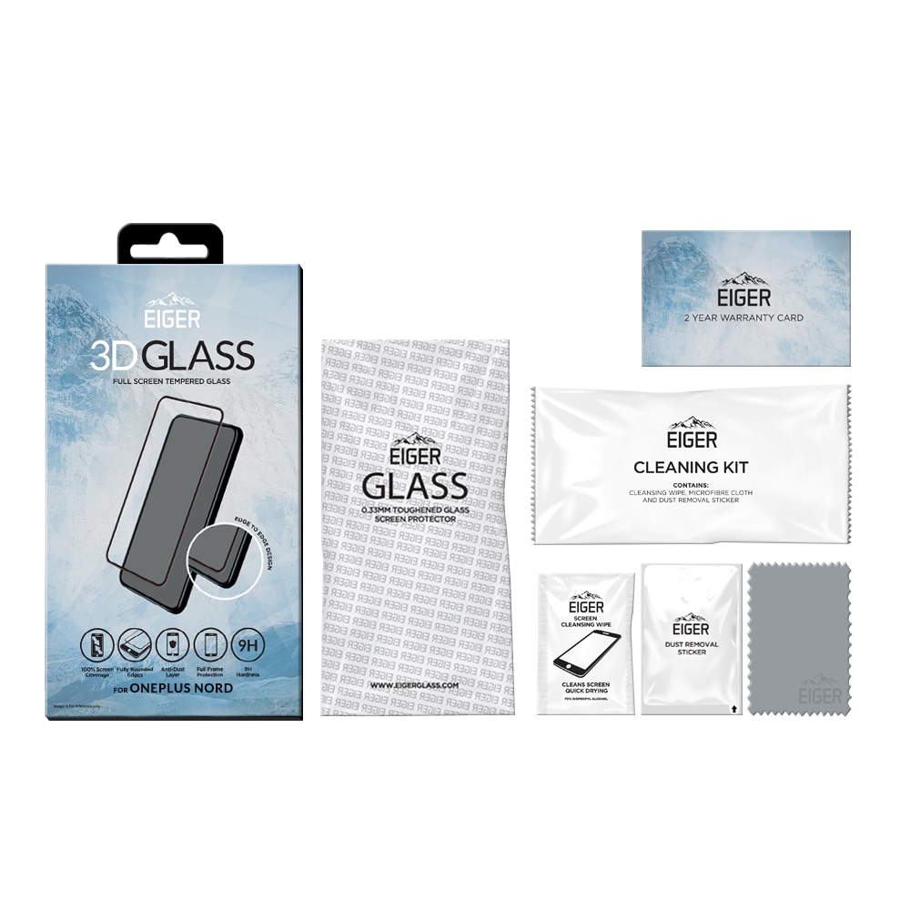 Eiger 3D Glas Skärmskydd OnePlus Nord Klar/Svart