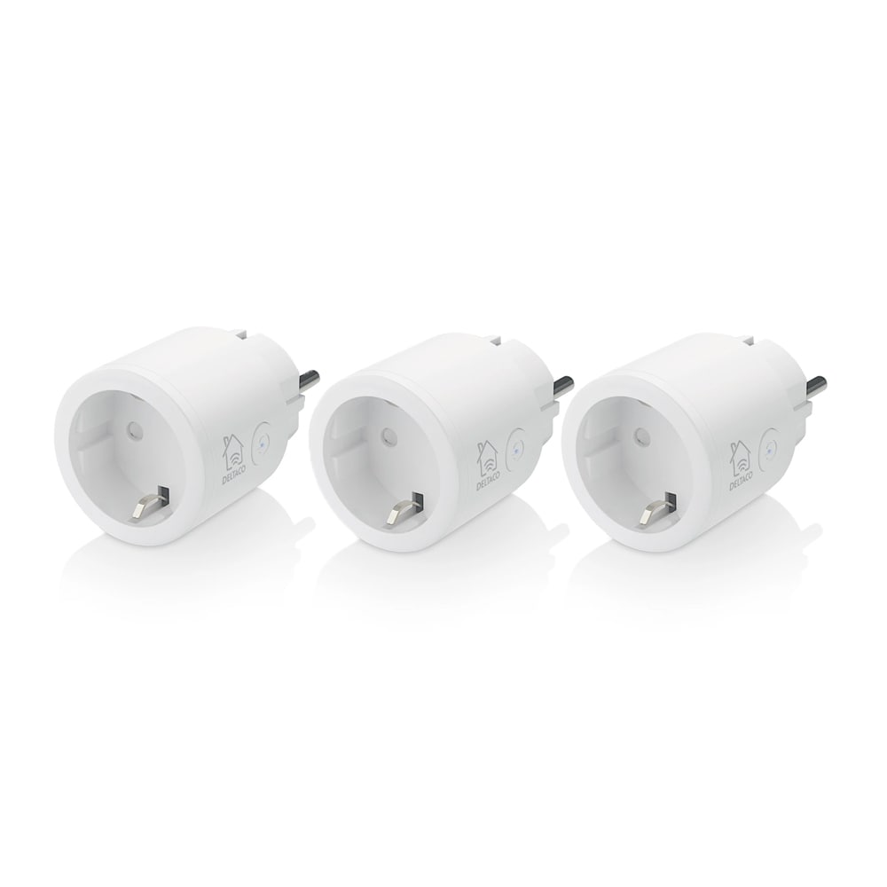 Deltaco Smart Home strømstik, WiFi Hvid 3-pak