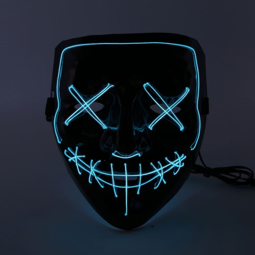 Halloweenmaske Glowing - Lyseblå