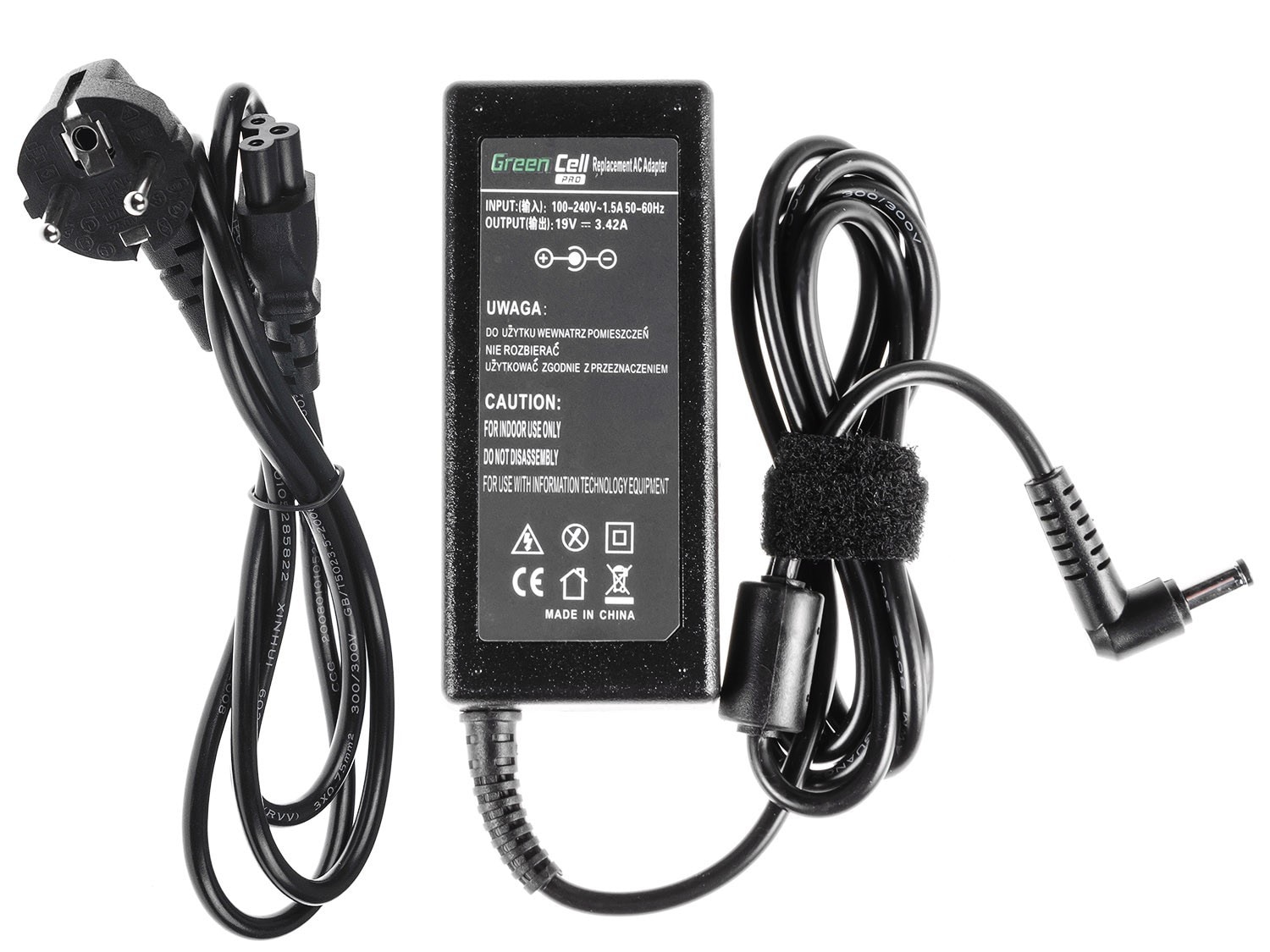 Green Cell lader / AC Adapter til AC Adapter Acer 65W / 19V 3.42A / 5.5mm-1.7mm