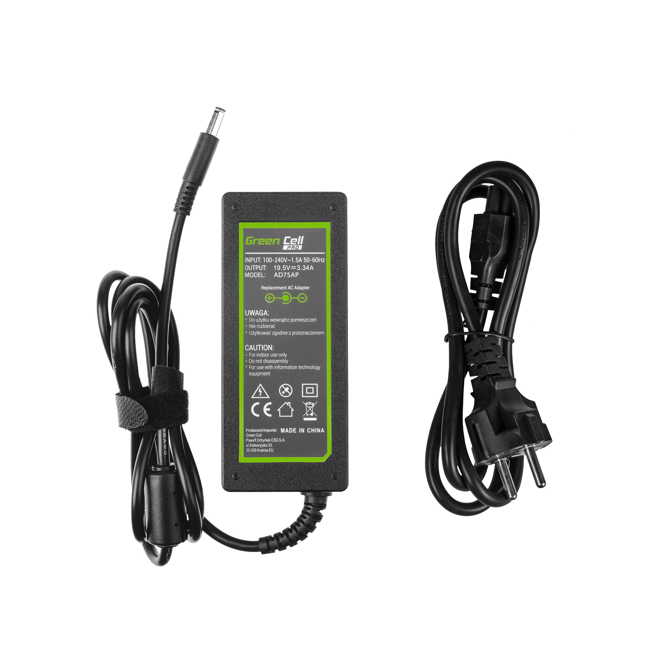 Green Cell PRO lader / AC Adapter til 19.5V 3.34A 65W Dell Inspiron 15 3543
