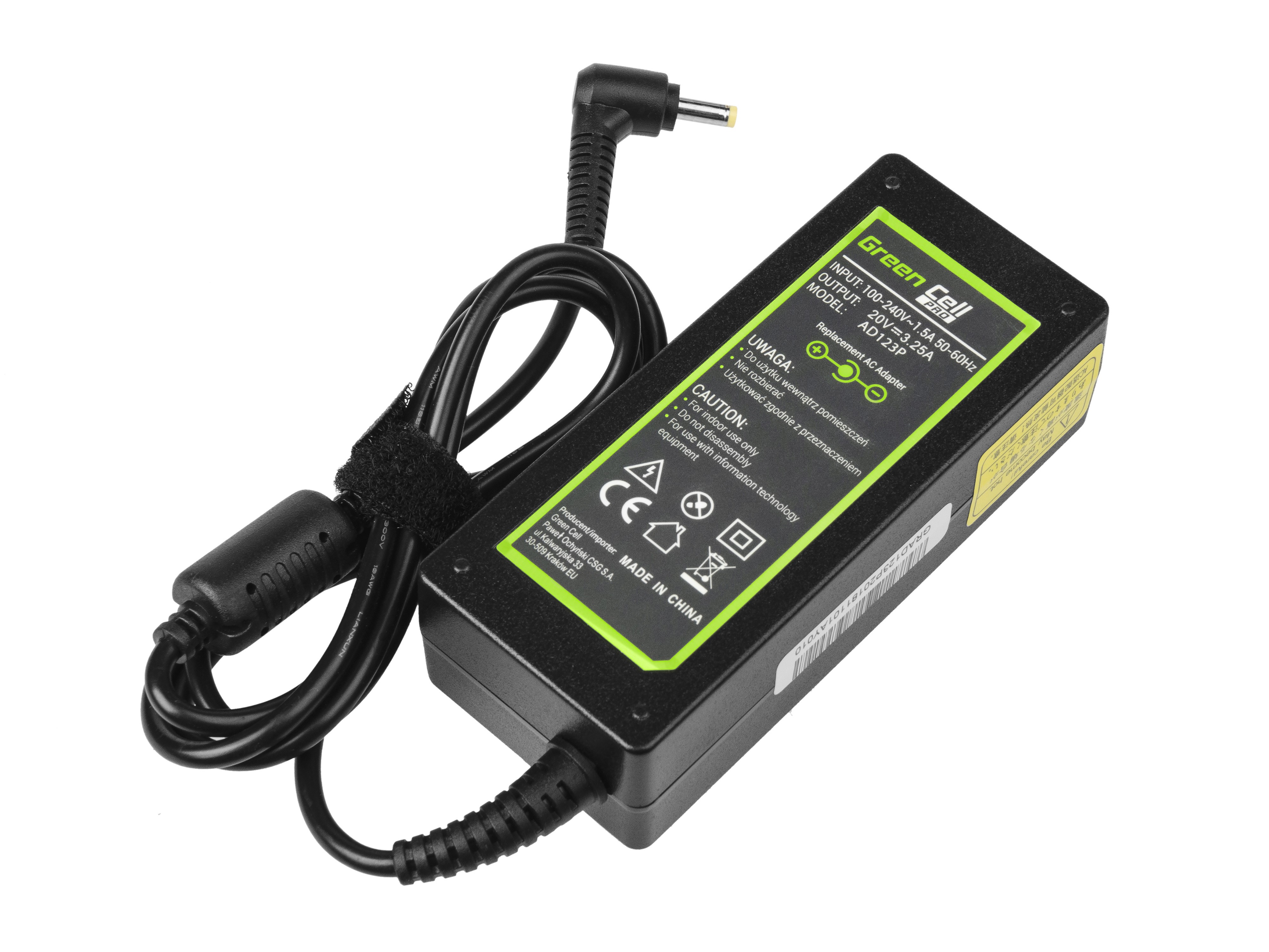 Green Cell lader / AC Adapter til AC Adapter Lenovo 65W / 20V 3.25A / 4.0mm-1.7mm