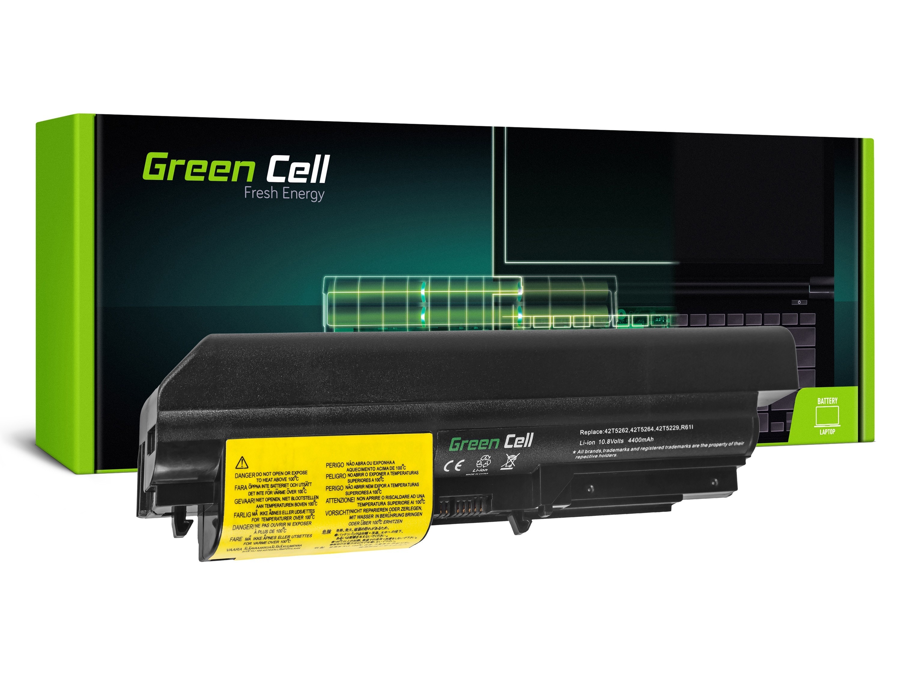 Green Cell laptopbatteri til Lenovo ThinkPad R61 T61p T400 / 11,1V 4400mAh