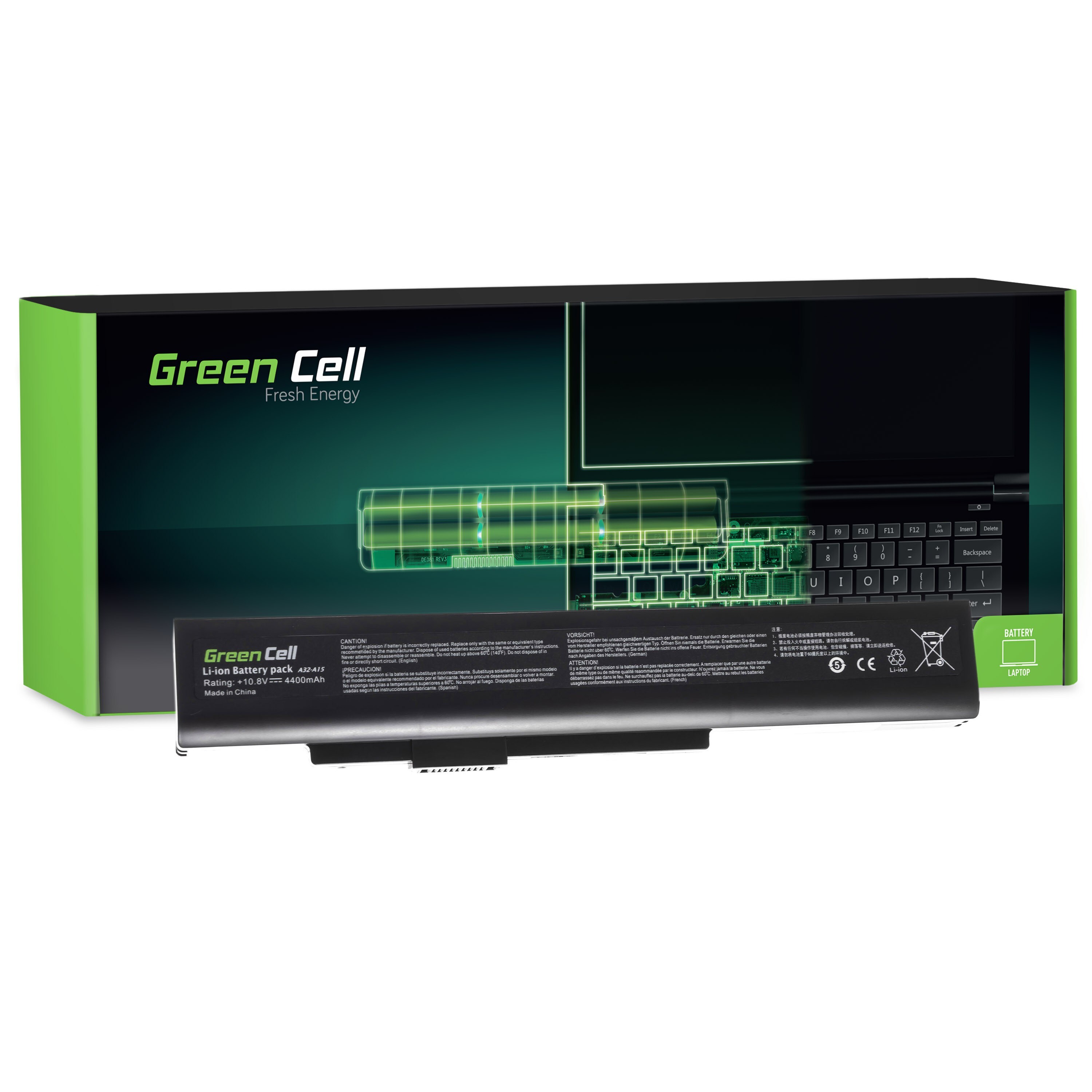 Green Cell laptopbatteri til MSI A6400 CR640 CX640 MS-16Y1 / 11,1V 4400mAh