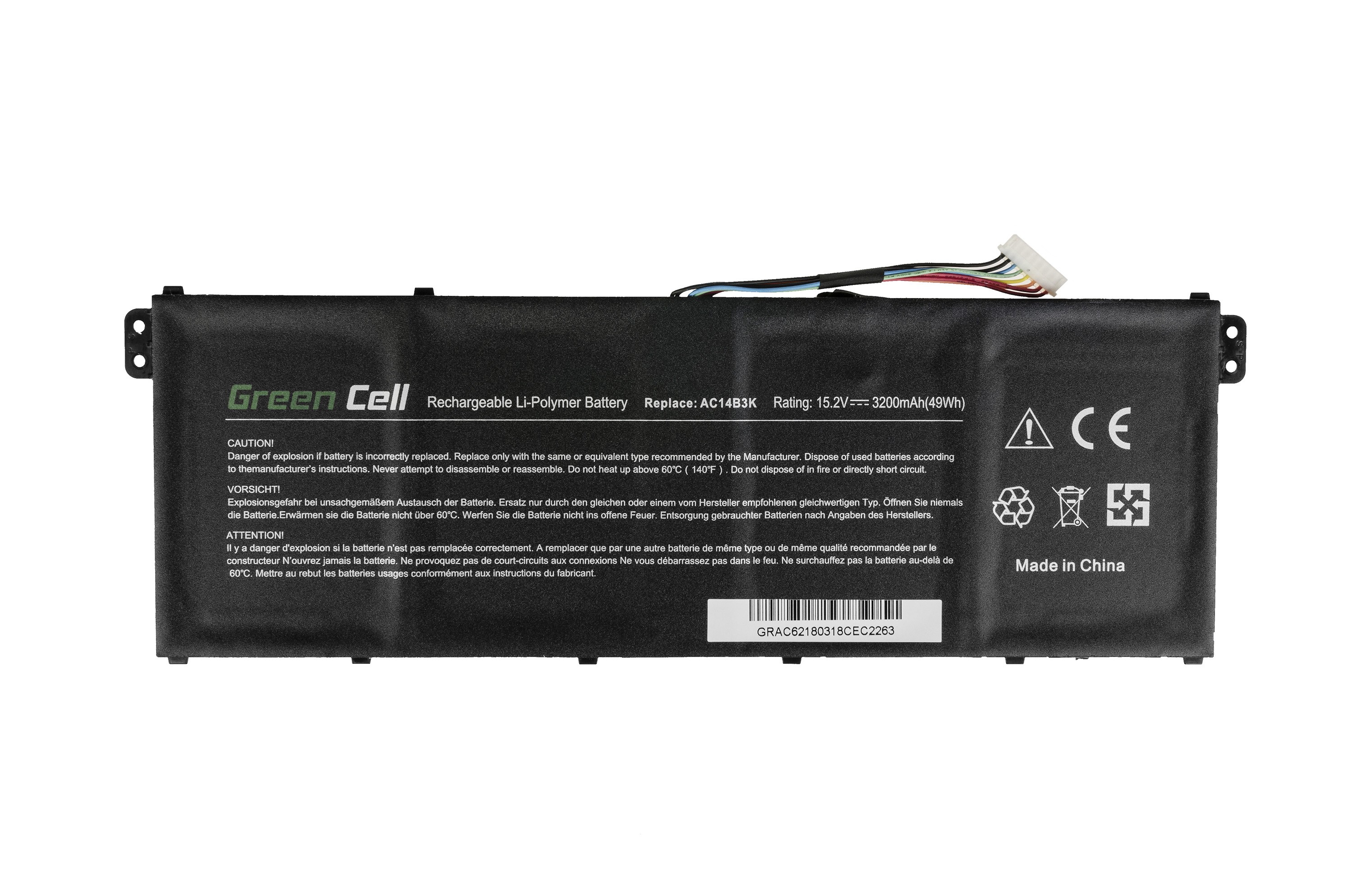 Green Cell laptopbatteri til Acer Aspire 5 A515 A517 E15 / 15,2V 3000mAh