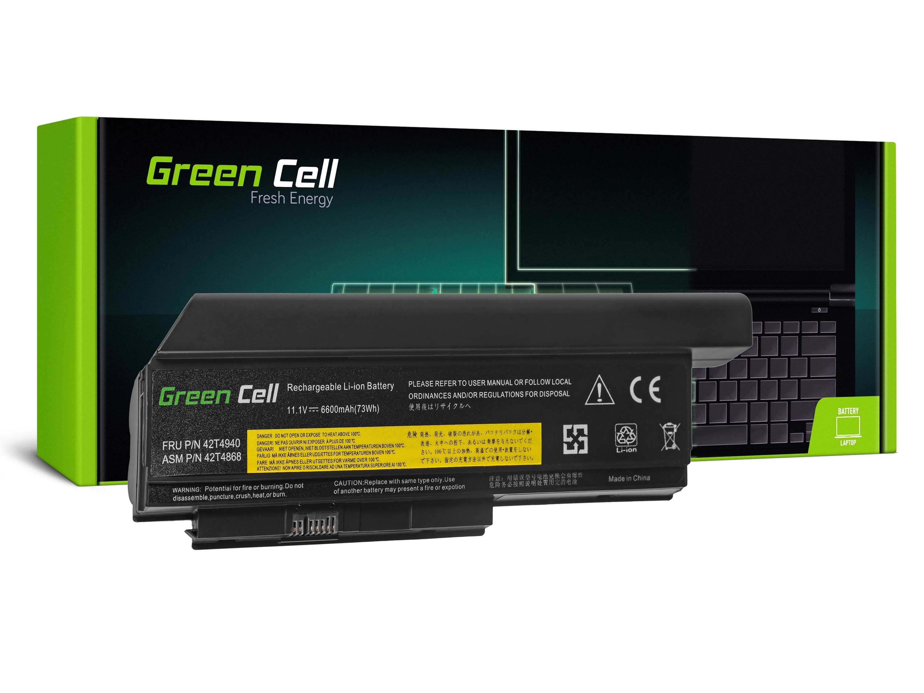Green Cell laptopbatteri til Lenovo ThinkPad X220 X220i X220s / 11,1V 6600mAh