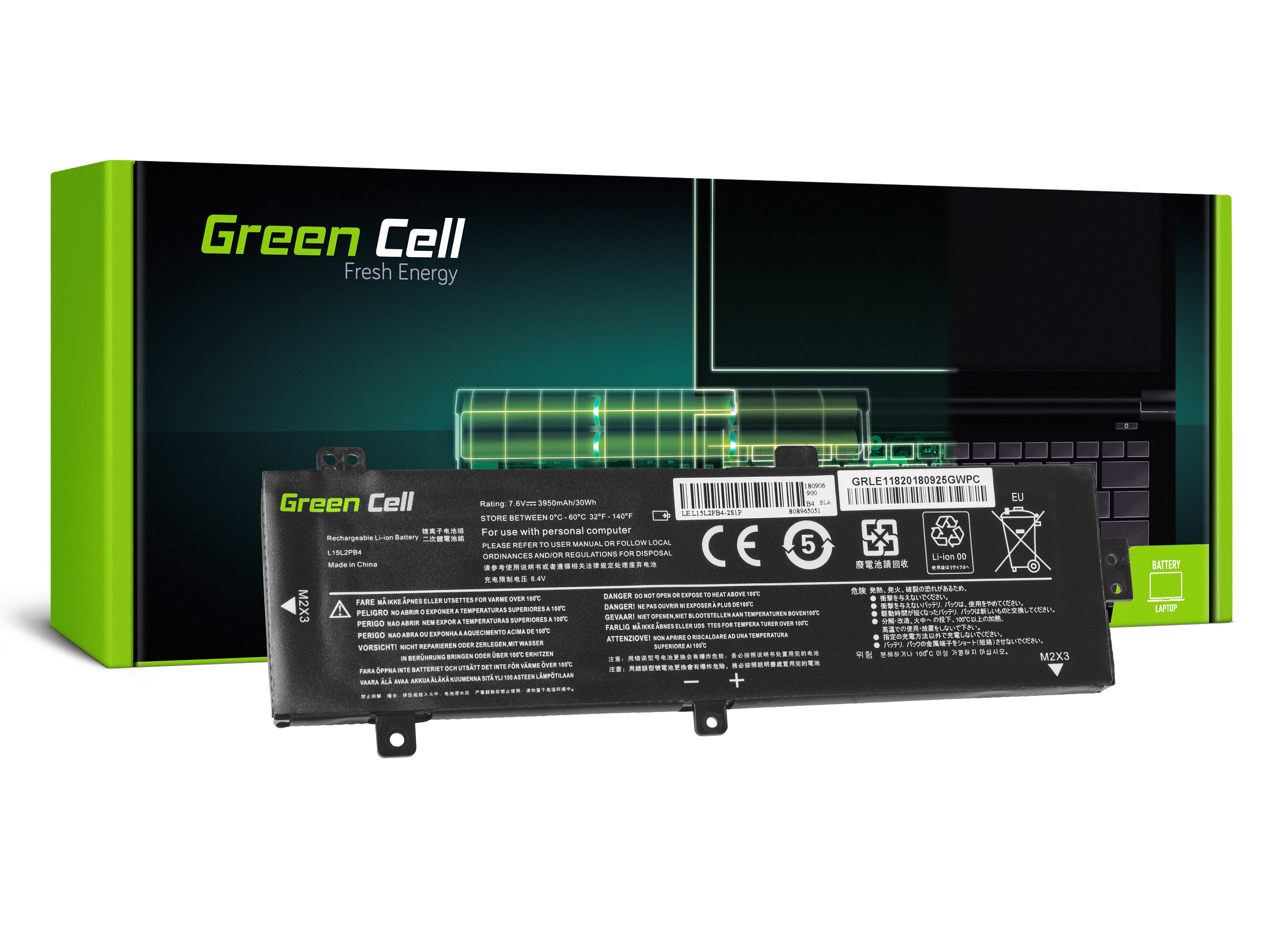 Green Cell laptopbatteri til Lenovo V310 V310-14  / 3500 mAh 7.6 V