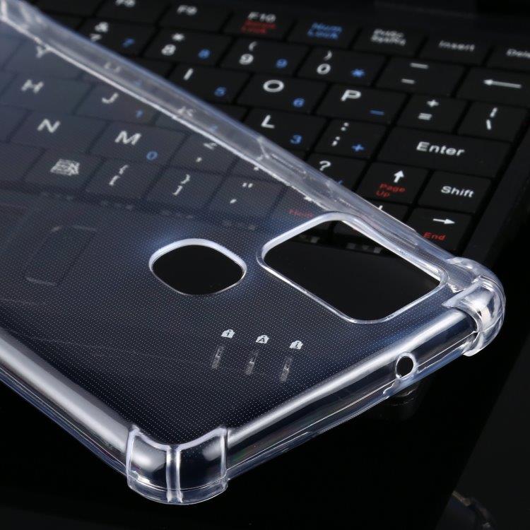 Gennemsigtigt cover med udstikkende hjørner til Samsung Galaxy A21s