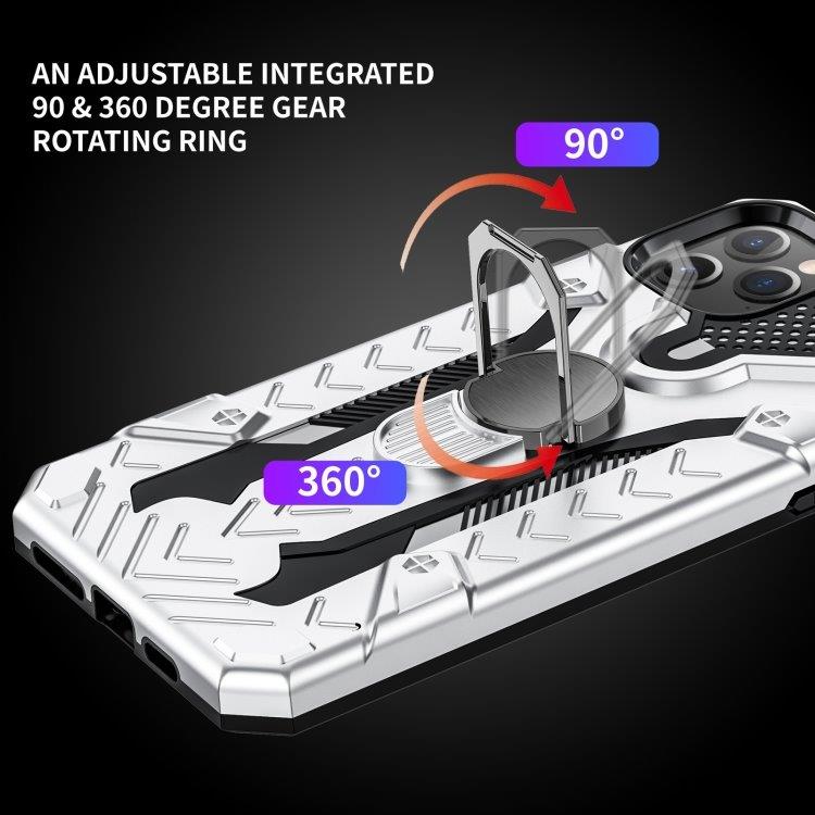 Armor Knight beskyttelsescover med roterende støtte til iPhone 11 Pro Max - Sølvfarvet