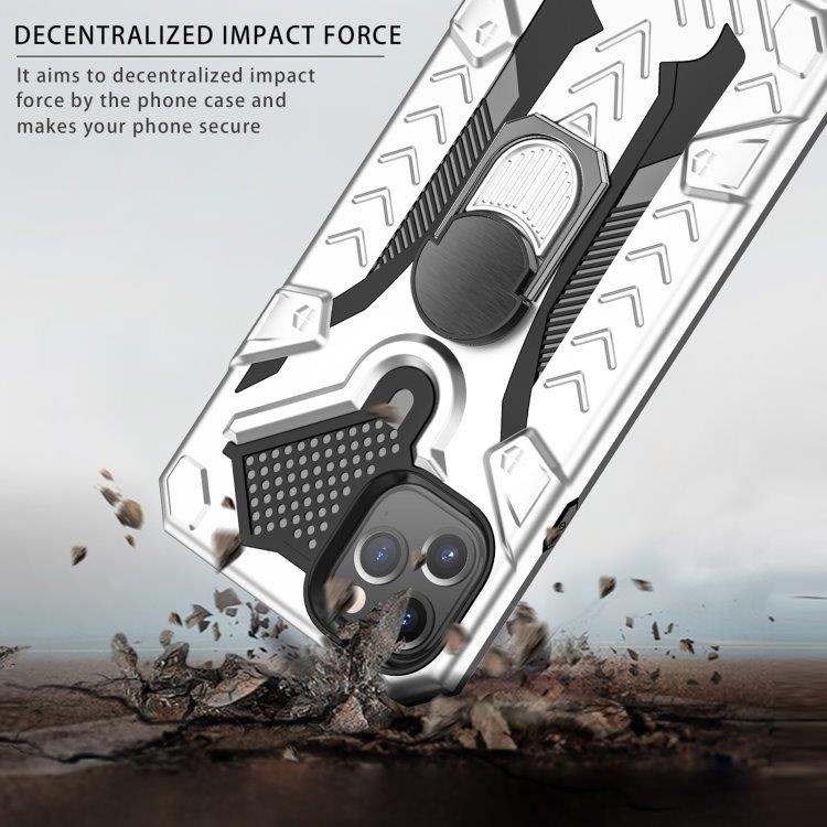 Armor Knight beskyttelsescover med roterende støtte til iPhone 11 Pro Max - Sølvfarvet