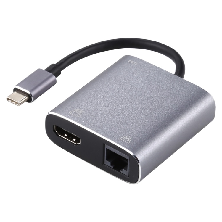 USB Type-C til HDMI / RJ45 Adapter