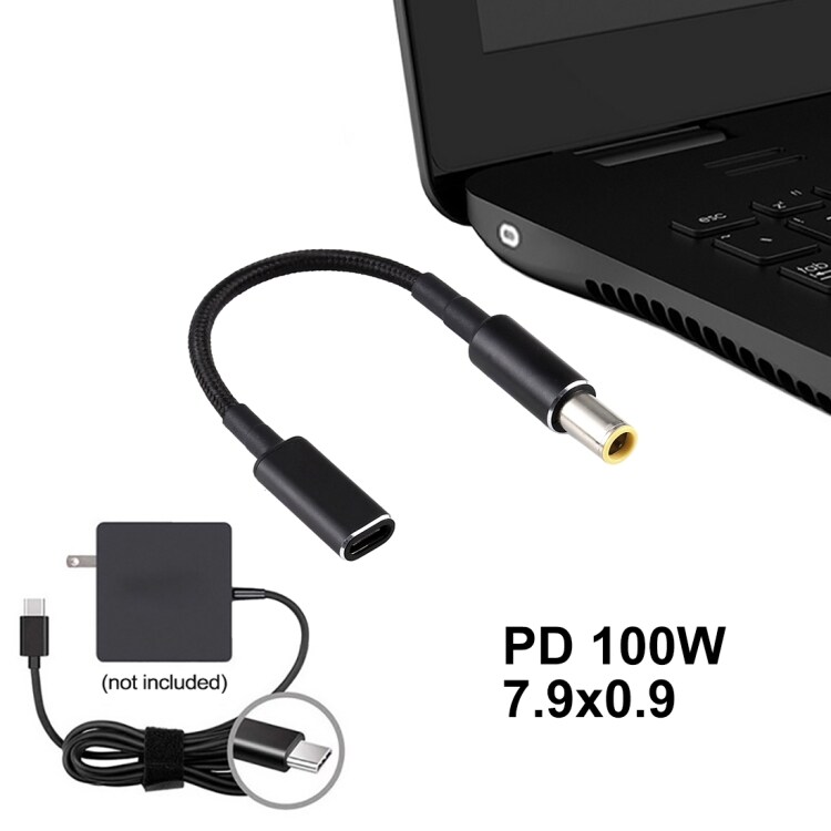 PD 100W 18.5-20V 7.9 x 0.9mm til USB Type-C Adapter