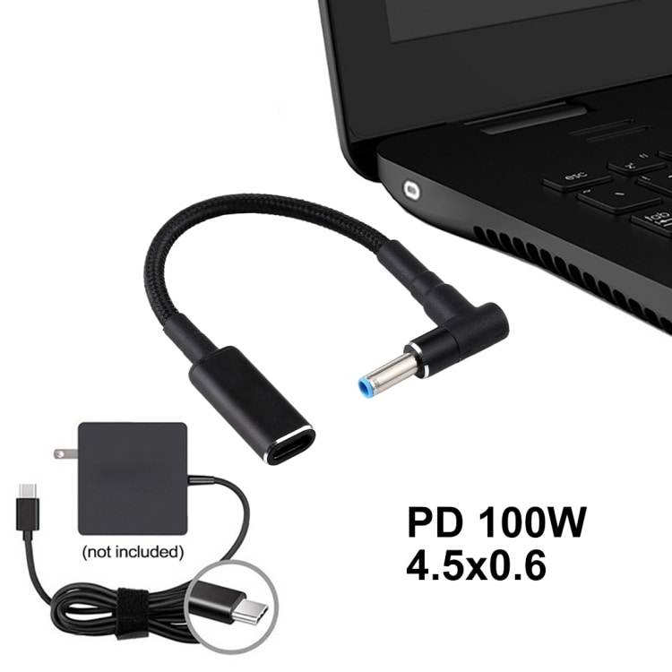 PD 100W 18.5-20V 4.5 x 0.6mm til USB Type-C Adapter HP