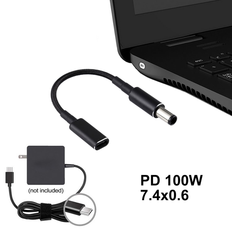 PD 100W 18.5-20V 7.4 x 0.6mm til USB Type-C Adapter HP