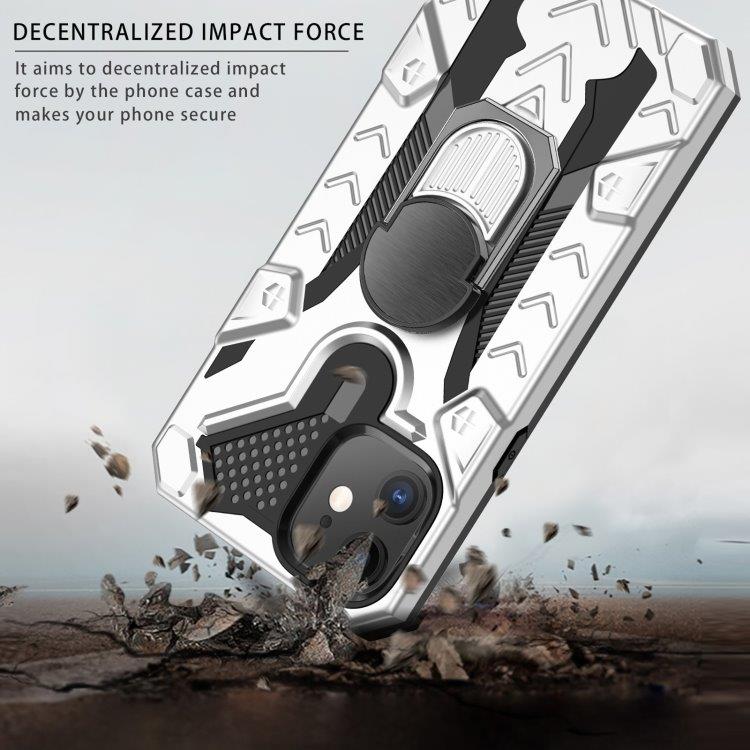 Iron Knight beskyttelsescover med roterende støtte til iPhone 12 Mini - Sølvfarvet