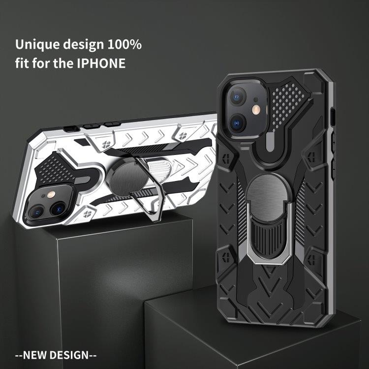 Iron Knight beskyttelsescover med roterende støtte til iPhone 12 Mini - Sort