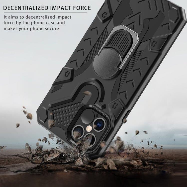 Iron Knight beskyttelsescover med roterende støtte til iPhone 12 Pro Max - Sort