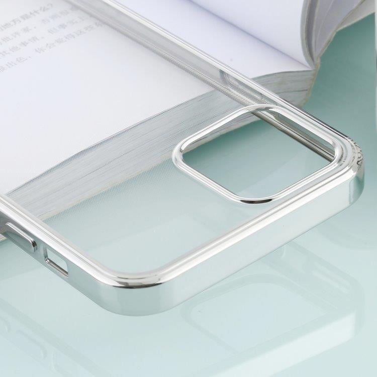 Ultratyndt gennemsigtigt mobilcover med sølvkanter til iPhone 12 / 12 Pro