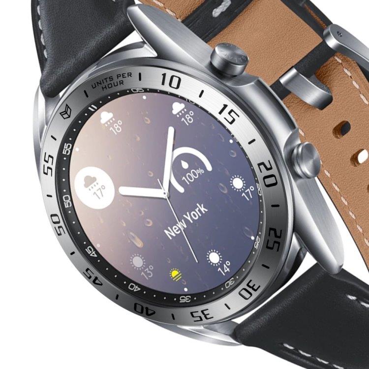 Urramme til Samsung Galaxy Watch 3 41mm - Sølvring med sorte tegn