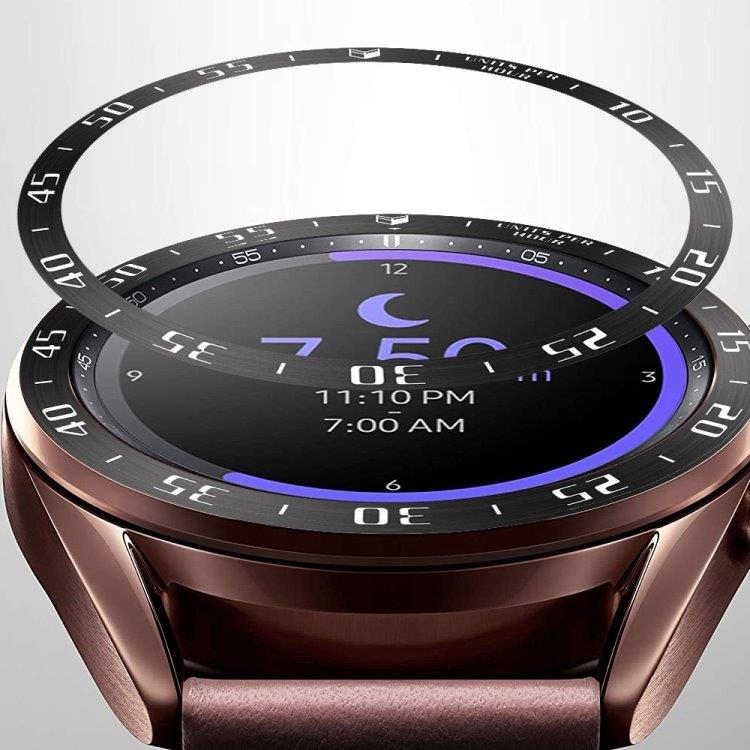Urramme til Samsung Galaxy Watch 3 41mm - Sort ring med hvide tegn