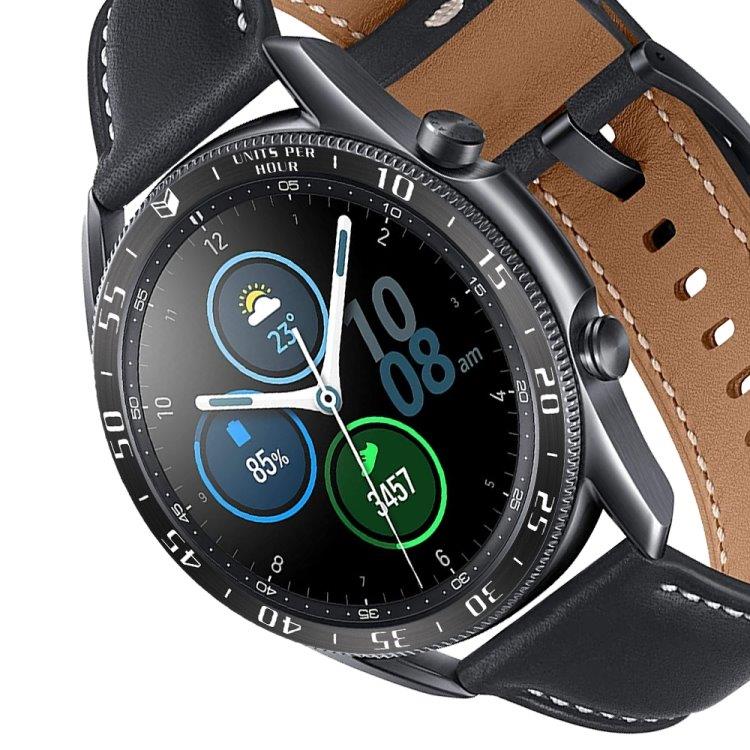 Urramme til Samsung Galaxy Watch 3 45mm - Sort ring med hvide tegn