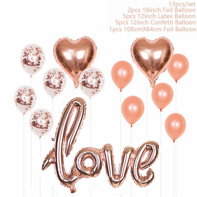 Et sæt balloner med kærlighedstema