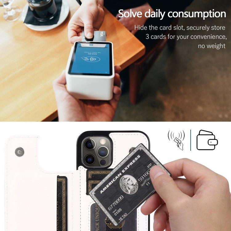 Stødsikkert mobilcover med kortholder til  iPhone 12 Pro Max - Hvid
