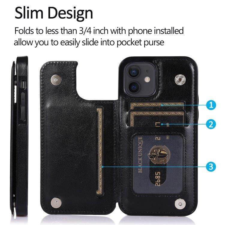 Stødsikkert mobilcover med kortholder til  iPhone 12 mini - Sort