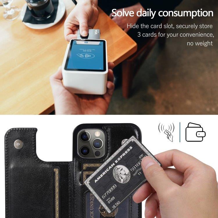 Stødsikkert mobilcover med kortholder til  iPhone 12 Pro Max - Sort