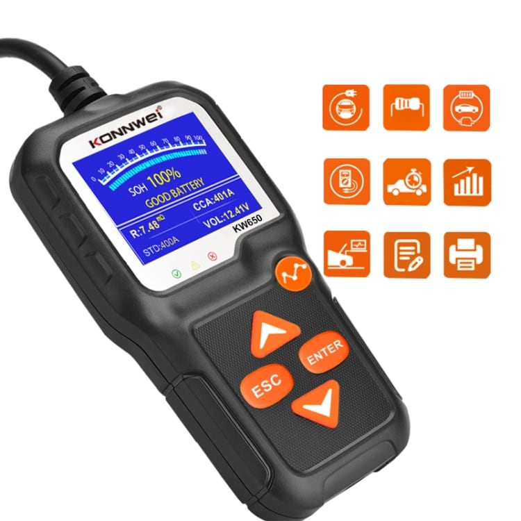 KONNWEI KW650 6V- 12V Diagnoseværktøj for køretøjsbatterier