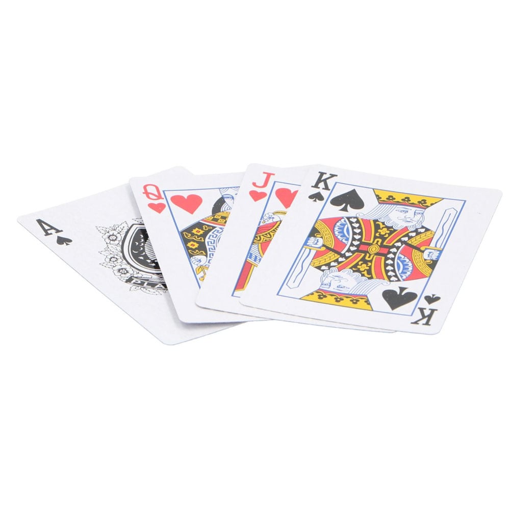 Pokersæt med jetons, kortspil og terninger