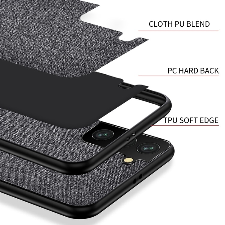 Beskyttelsescover med textil på ydersiden til Samsung Galaxy S21+  - Sort