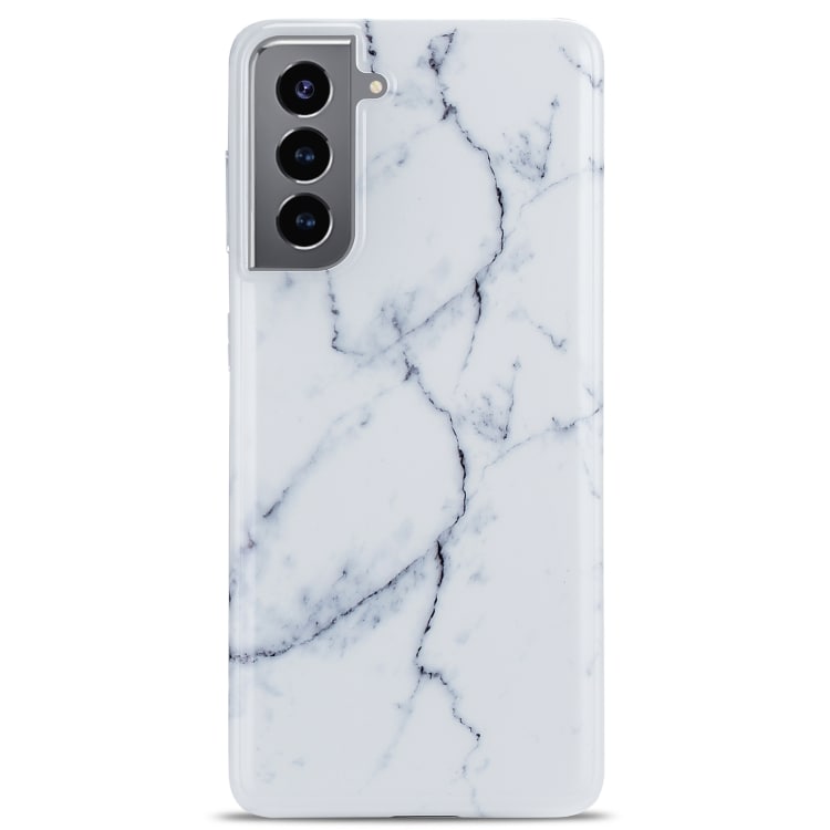 Cover med marmormønster til Samsung Galaxy S21+ 5G - Hvid