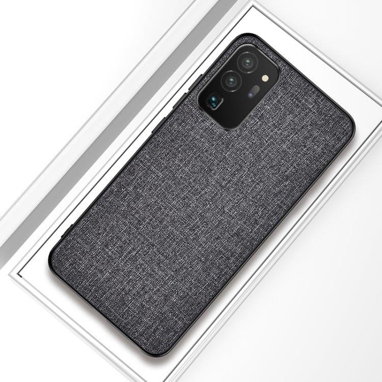 Beskyttelsescover med textil på ydersiden til Samsung Galaxy S21 Ultra 5G -Sølvfarvet