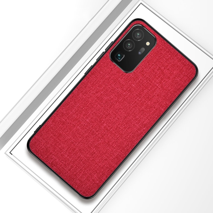 Beskyttelsescover med textil på ydersiden til Samsung Galaxy S21 Ultra 5G - Rød