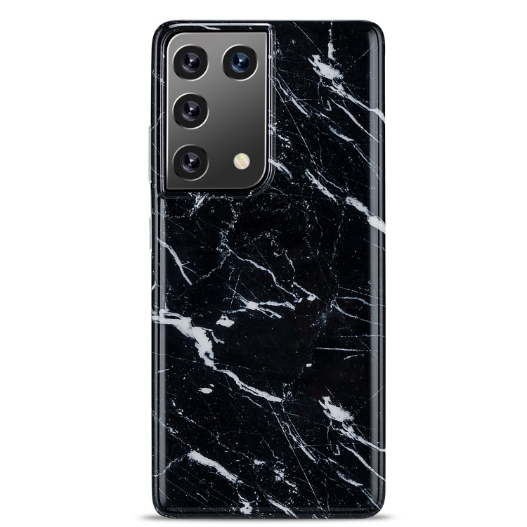 Cover med marmortextur til Samsung Galaxy S21 Ultra - Sort