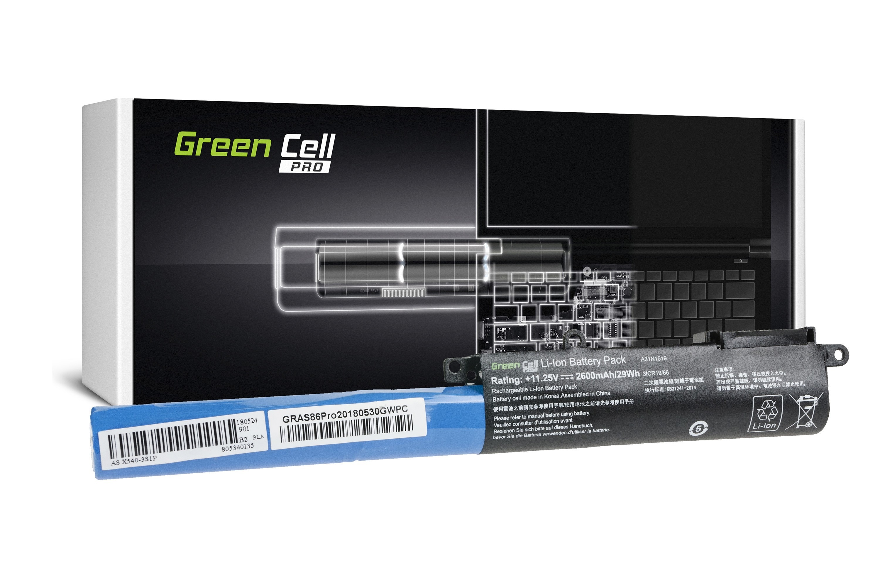 Green Cell PRO laptopbatteri til Asus A31N1519 F540 F540L F540S R540